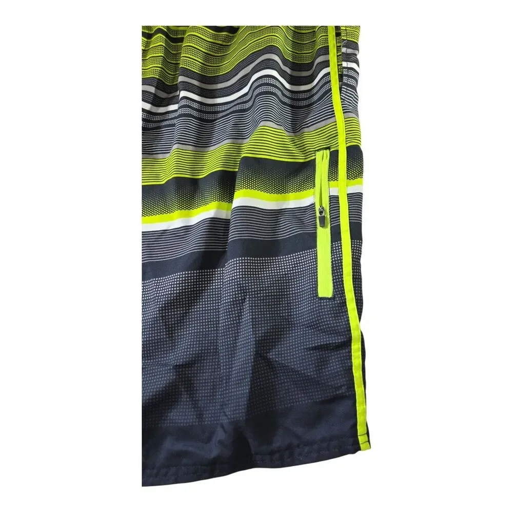 OP Ocean Pacific Mens Big Tall Board Shorts 3XL Neon Stripe Lined Trunks EUC
